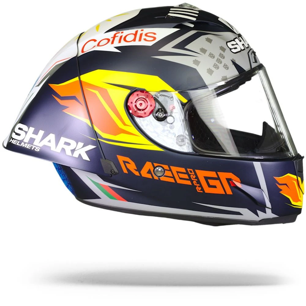 Shark Race-R Pro GP Oliveira Signature Mat Blauw Zilver Wit BSW Integraalhelm 6 Shark Race-R Pro GP Oliveira Signature Mat Blauw Zilver Wit BSW Integraalhelm - Afbeelding 6