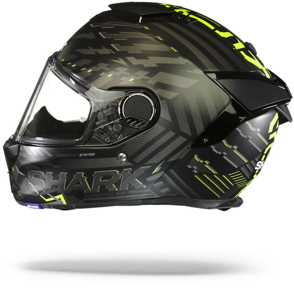 Shark Spartan GT Bcl. Micr. E-Brake Mat Mat Zwart Geel Antraciet KYA Integraalhelm 2 Shark Spartan GT Bcl. Micr. E-Brake Mat Mat Zwart Geel Antraciet KYA Integraalhelm - Afbeelding 2
