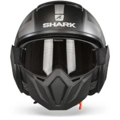 Shark Street Drak Tribute Rm Mat Zwart Chrom Zilver KUS Jethelm -Shark Helm Korting Shark street drak tribute rm matt black chrom silver kus.01