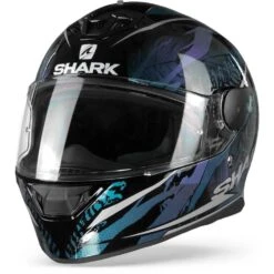 Shark D-Skwal 2 Shigan Zwart Violet Glitter KVX Integraalhelm -Shark Helm Korting d skwal 2 shigan kvx black violet glit frontpage 1