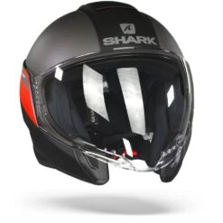 Shark Citycruiser Karonn Mat Zwart Antraciet Rood KAR Jethelm -Shark Helm Korting shark citycruiser karonn mat black anthracite red kar.35