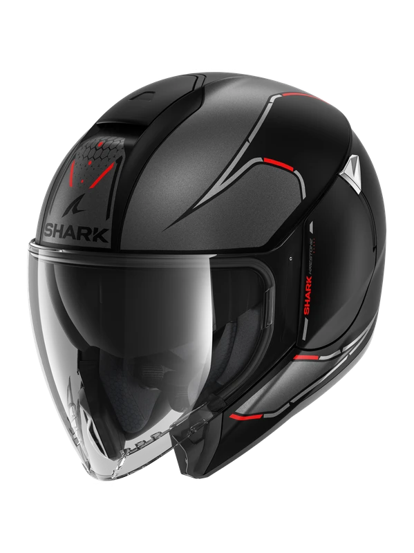 Shark Citycruiser Krestone Mat Zwart Antraciet Rood KAR Jethelm 1 Shark Citycruiser Krestone Mat Zwart Antraciet Rood KAR Jethelm