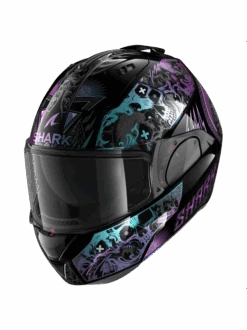 Shark Evo ES K-Rozen Zwart Violet Glitter KVX Systeemhelm 5 Shark Evo ES K-Rozen Zwart Violet Glitter KVX Systeemhelm -Shark Helm Korting shark evo es k rozen black violet glitter kvx 1