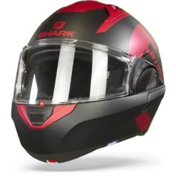 Shark Evo ES Kedje Mat Rood Zwart Rood RKR Systeemhelm -Shark Helm Korting shark evo es kedje mat black red rkr frontpage