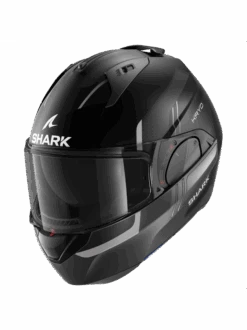Shark Evo ES Kryd Mat Zwart Antraciet Zilver KAS Systeemhelm -Shark Helm Korting shark evo es kryd mat black anthracite silver kas 1