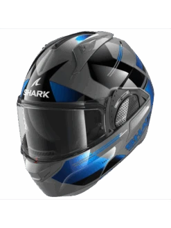 Shark Evo GT Tekline Antraciet Chrom Blauw AUB Systeemhelm -Shark Helm Korting shark evo gt tekline anthracite chrom blue aub 1
