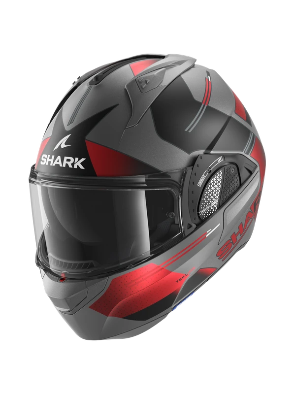 Shark Evo GT Tekline Mat Antraciet Chrom Rood AUR Systeemhelm 1 Shark Evo GT Tekline Mat Antraciet Chrom Rood AUR Systeemhelm