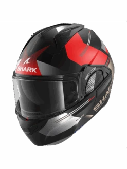 Shark Evo GT Tekline Mat Zwart Chrom Rood KUR Systeemhelm -Shark Helm Korting shark evo gt tekline mat black chrom red kur 1